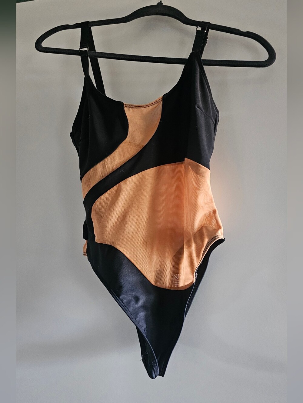 Black and tan mesh pole/dance bodysuit- Women